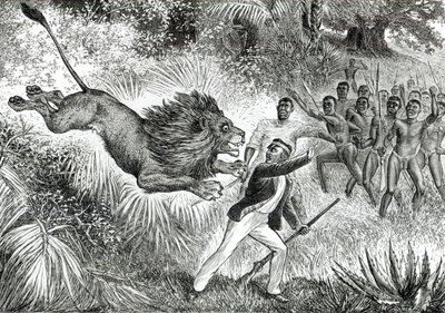 Livingstone Attacked by a Lion by J.M. Cobner